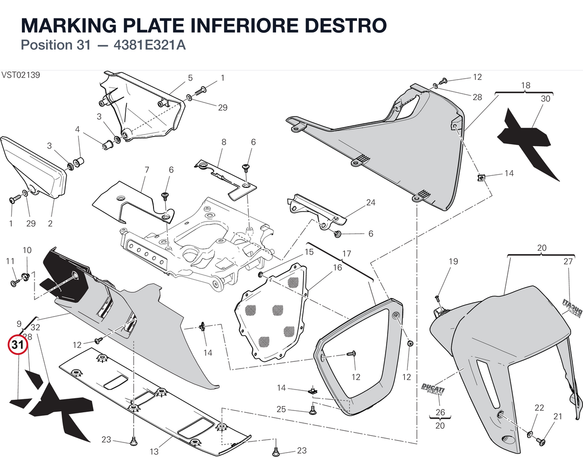 MARKING PLATE INFERIORE DESTRO 4381E321A diagram position