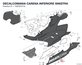 DECALCOMANIA CARENA INFERIORE SINISTRA 4381E471A diagram position