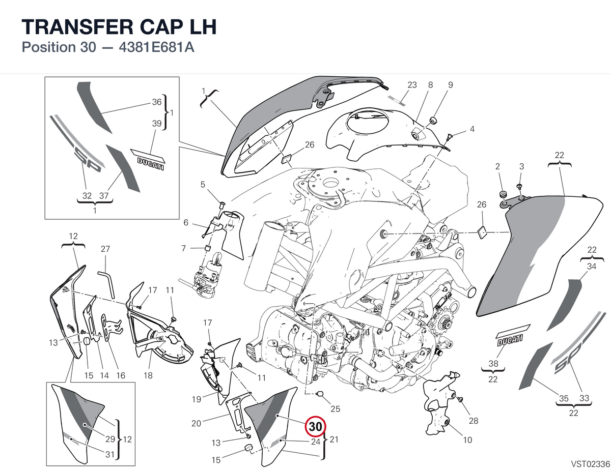 TRANSFER CAP LH 4381E681A diagram position