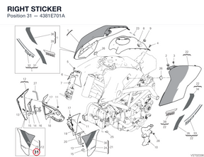 RIGHT STICKER 4381E701A diagram position
