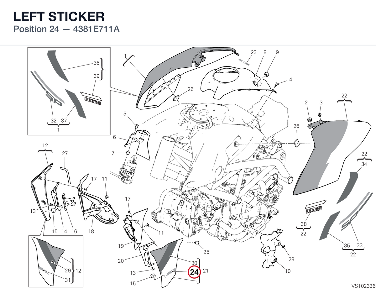 LEFT STICKER 4381E711A diagram position