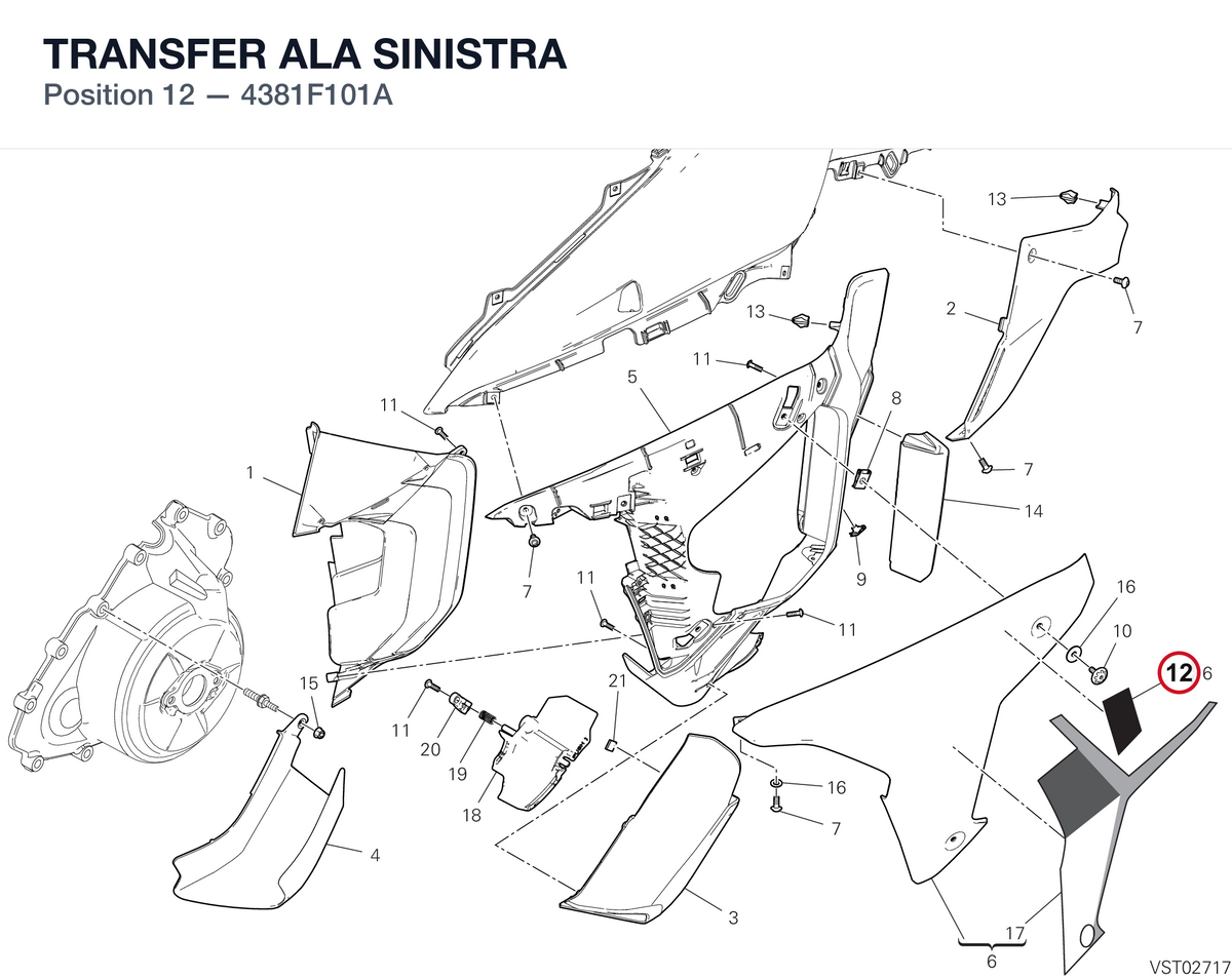 TRANSFER ALA SINISTRA 4381F101A diagram position