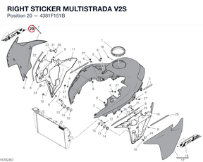 RIGHT STICKER MULTISTRADA V2S 4381F151B diagram position