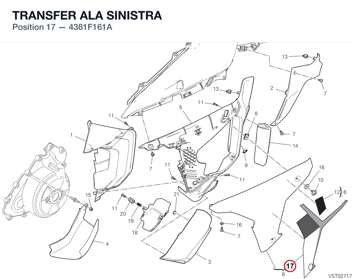 TRANSFER ALA SINISTRA 4381F161A diagram position