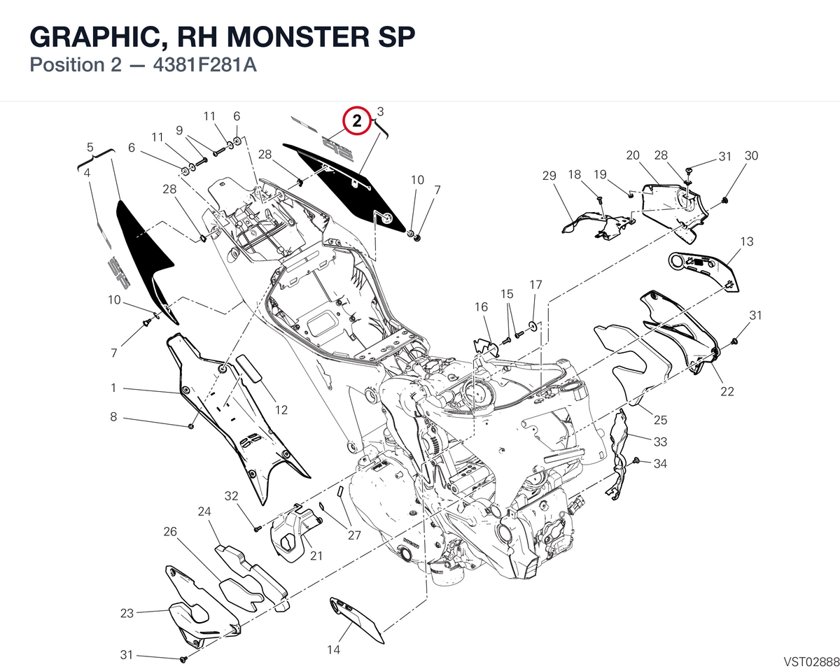 GRAPHIC, RH MONSTER SP 4381F281A diagram position