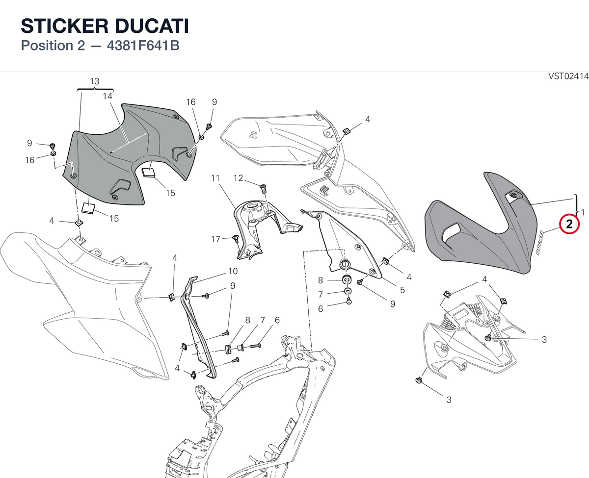 STICKER DUCATI 4381F641B diagram position