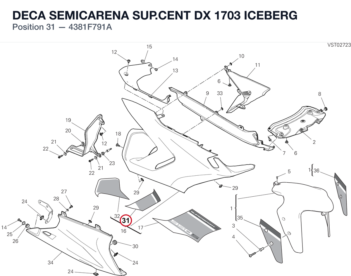 DECA SEMICARENA SUP.CENT DX 1703 ICEBERG 4381F791A diagram position