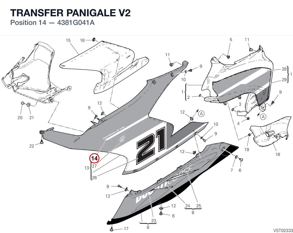 TRANSFER PANIGALE V2 4381G041A diagram position