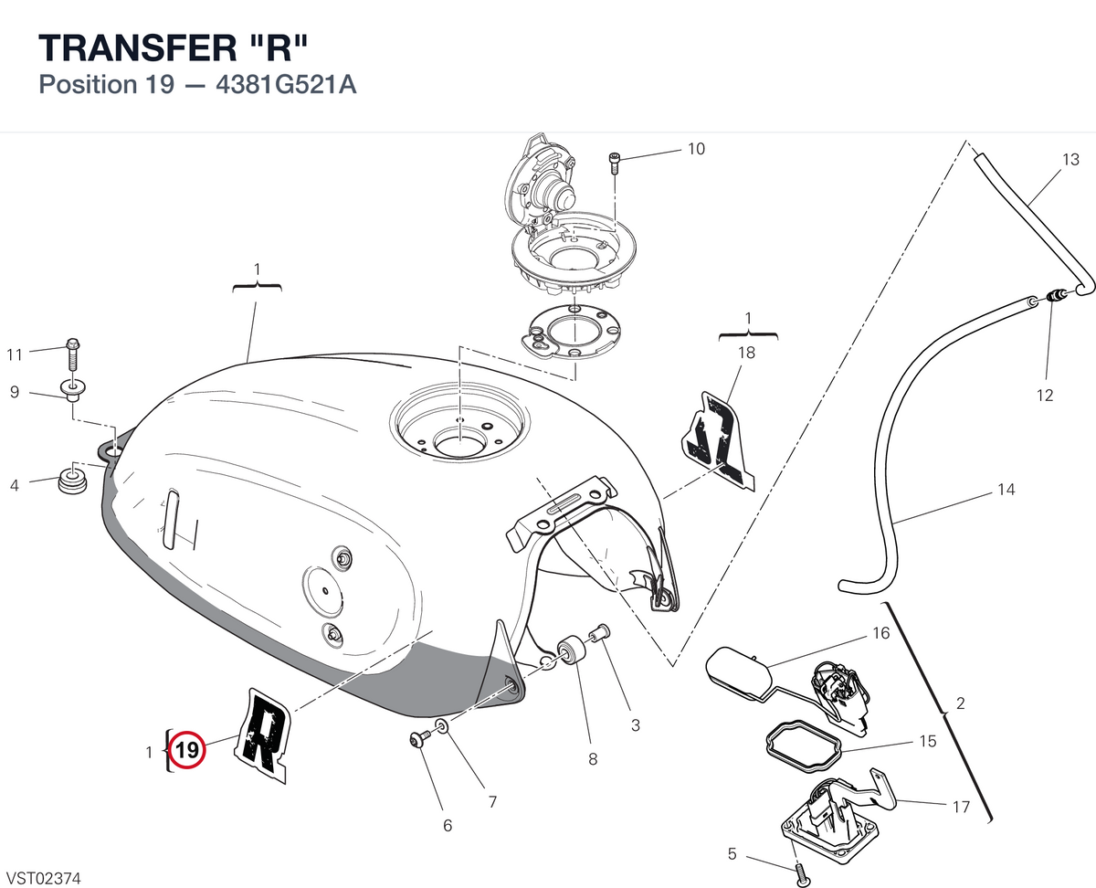 TRANSFER "R" 4381G521A diagram position