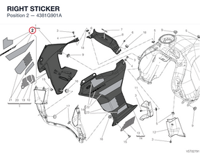 RIGHT STICKER 4381G901A diagram position
