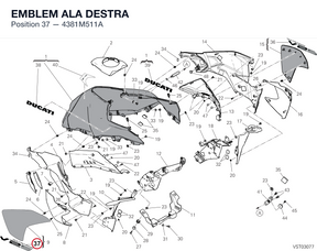 EMBLEM ALA DESTRA 4381M511A diagram position
