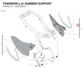 TRANSFER L.H. NUMBER SUPPORT 4381Q021A diagram position