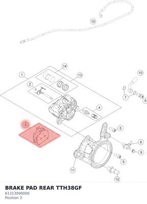 Diagram preview: BRAKE PAD REAR TTH38GF (61313090000)