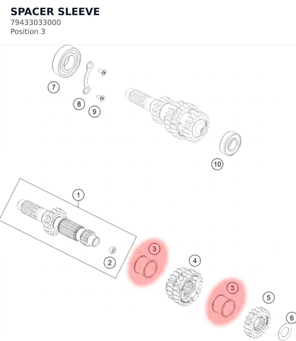 Diagram preview: SPACER SLEEVE (79433033000)