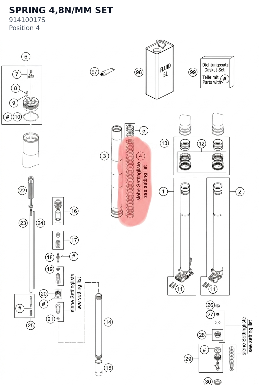 Diagram preview: SPRING 4,8N/MM SET (91410017S)