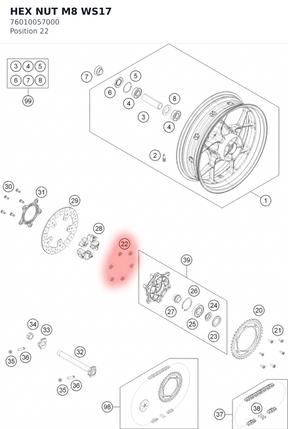 Diagram preview: HEX NUT M8 WS17 (76010057000)