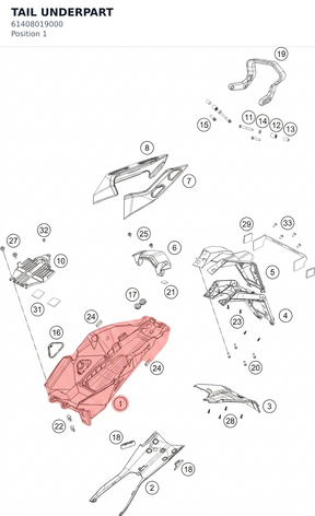 Diagram preview: TAIL UNDERPART (61408019000)