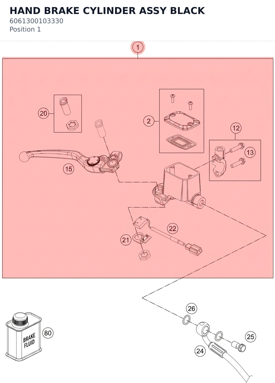 Diagram preview: HAND BRAKE CYLINDER ASSY BLACK (6061300103330)