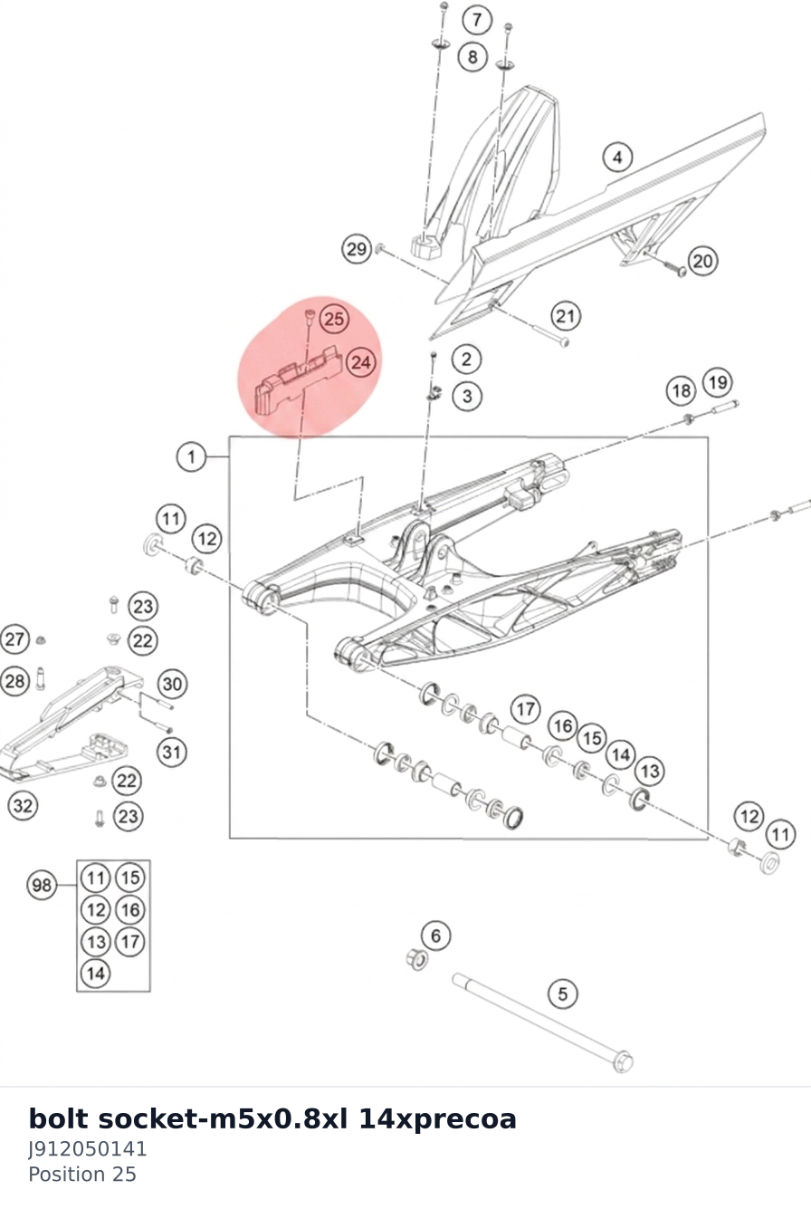 Diagram preview: bolt socket-m5x0.8xl 14xprecoa (J912050141)
