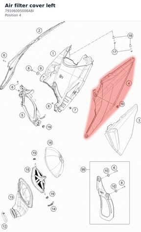 Diagram preview: Air filter cover left (79106005000ABI)