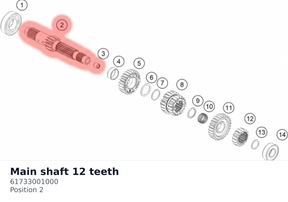 Diagram preview: Main shaft 12 teeth (61733001000)