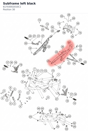 Diagram preview: Subframe left black (61703002010C1)