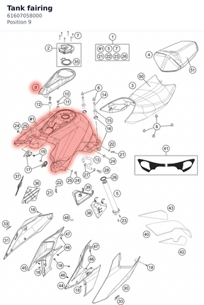 Diagram preview: Tank fairing (61607058000)