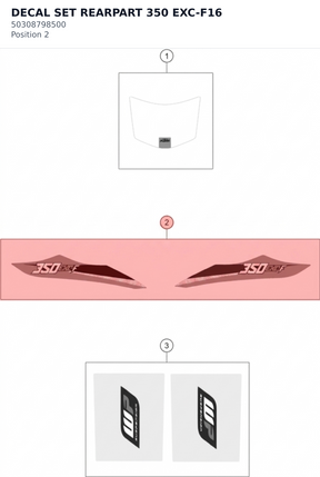 Diagram preview: DECAL SET REARPART 350 EXC-F16 (50308798500)