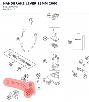 Diagram preview: HANDBRAKE LEVER 18MM 2000 (50313002000)