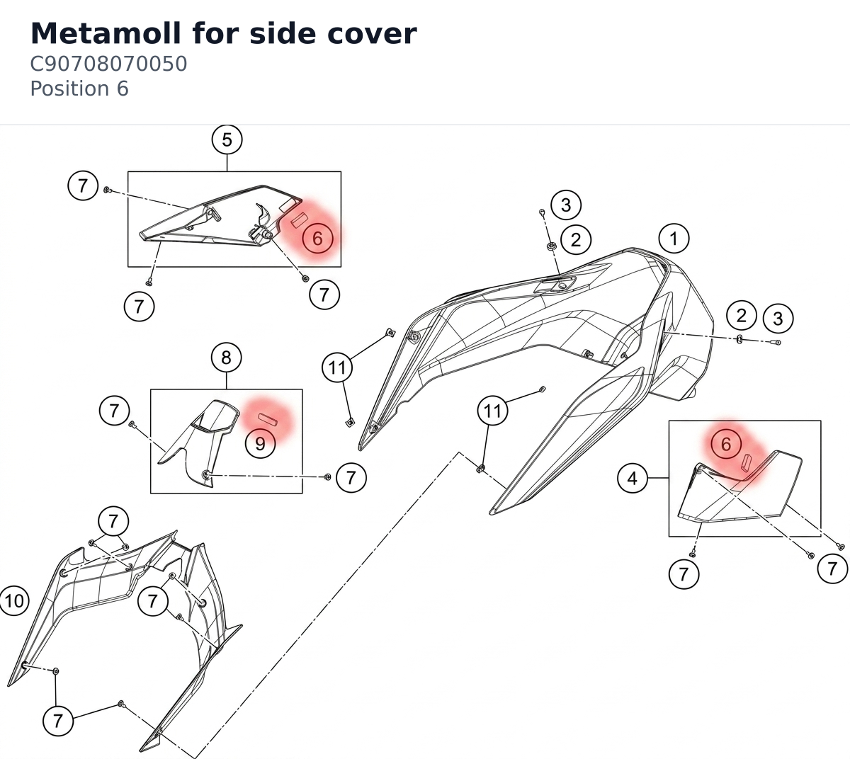 Diagram preview: Metamoll for side cover (C90708070050)