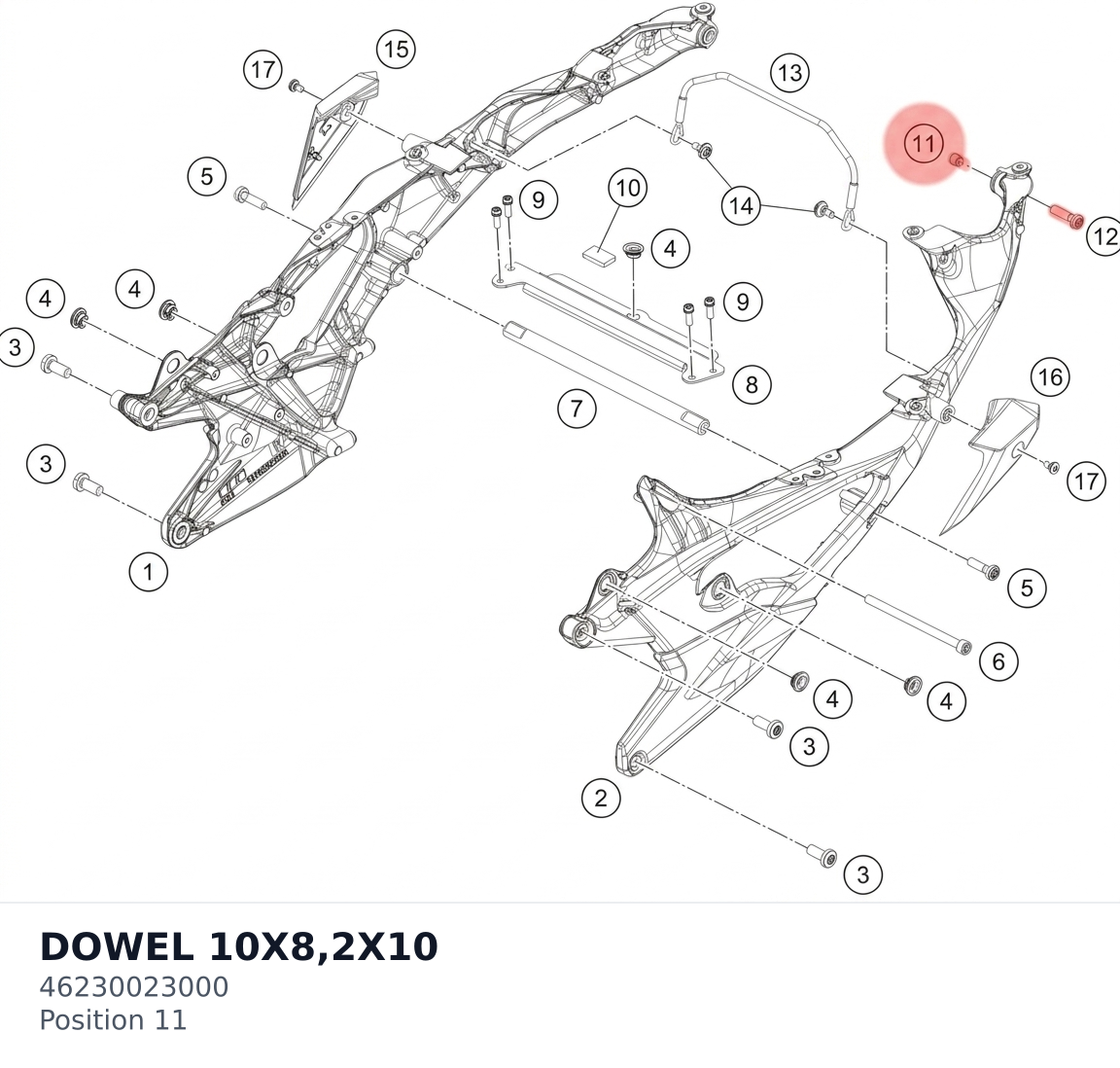 Diagram preview: DOWEL 10X8,2X10 (46230023000)