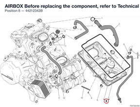 AIRBOX Before replacing the component, refer to Technical Bulletin 901-SAT (SVC-14-010 for US). 44212342B diagram position