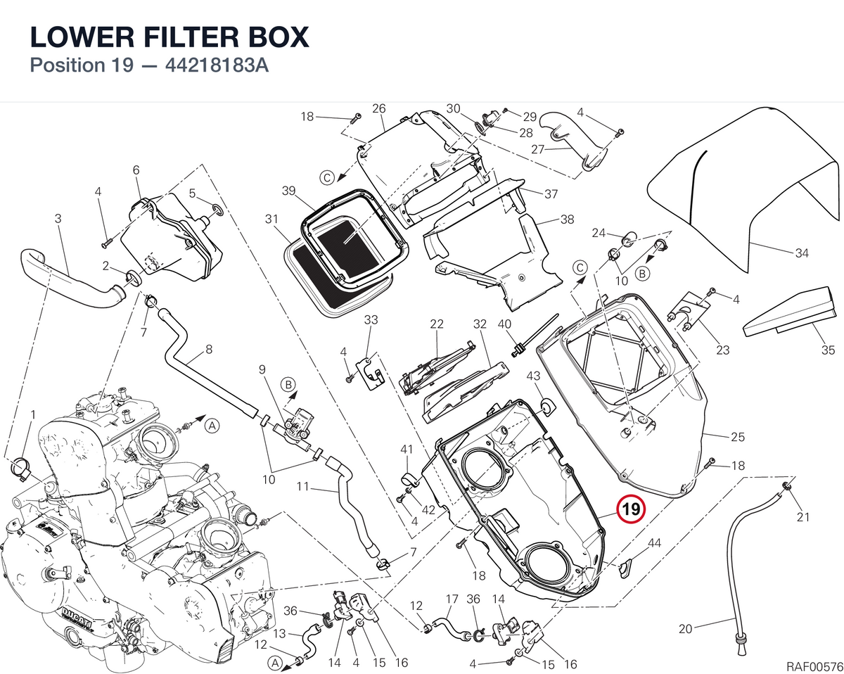 LOWER FILTER BOX 44218183A diagram position