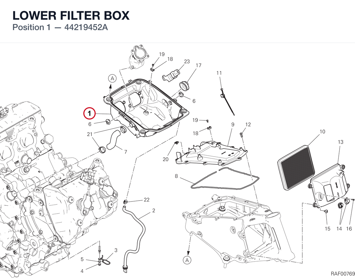 LOWER FILTER BOX 44219452A diagram position