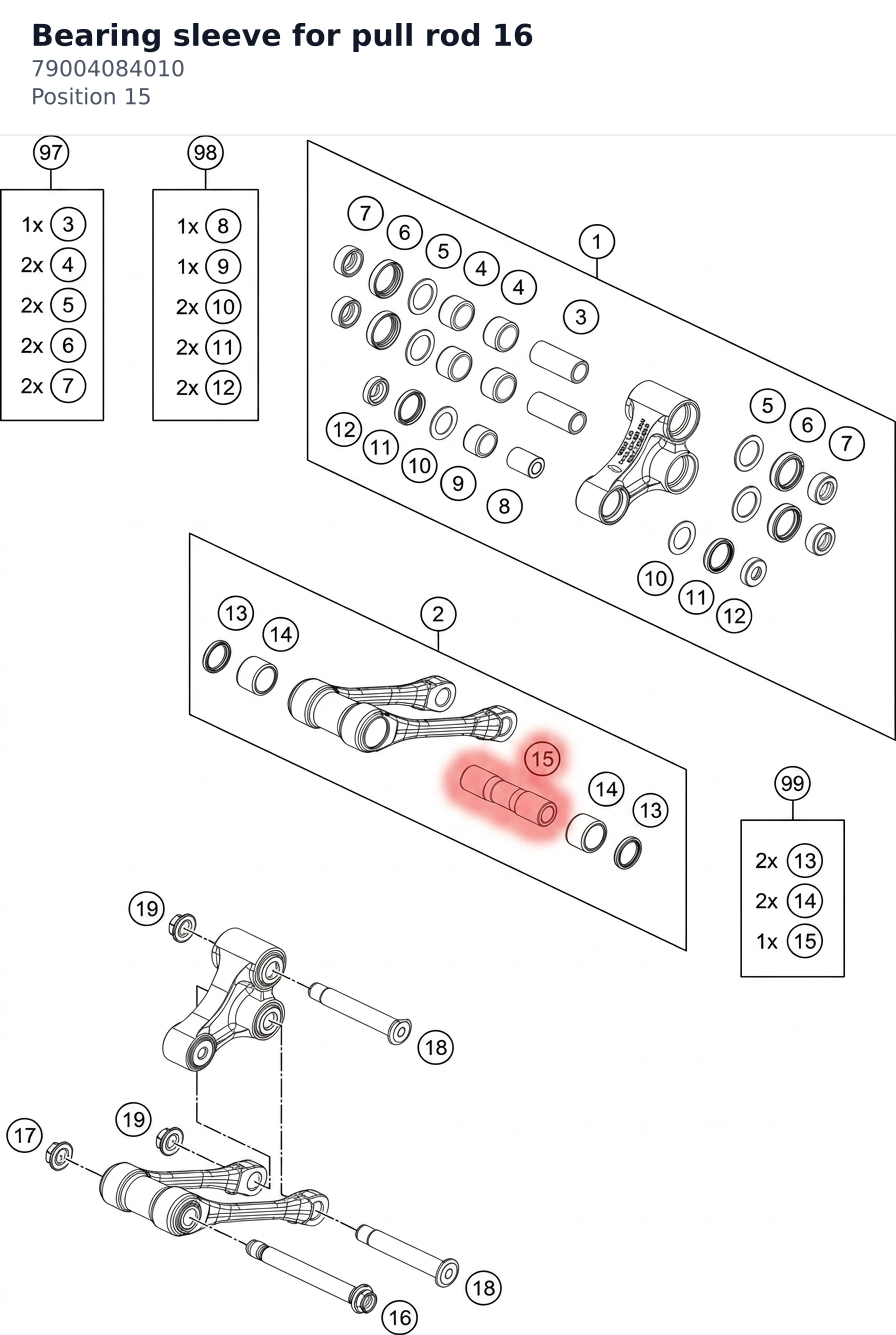 Diagram preview: Bearing sleeve for pull rod 16 (79004084010)
