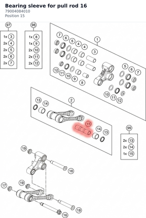 Diagram preview: Bearing sleeve for pull rod 16 (79004084010)
