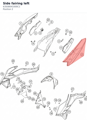 Diagram preview: Side fairing left (63508041000C1)