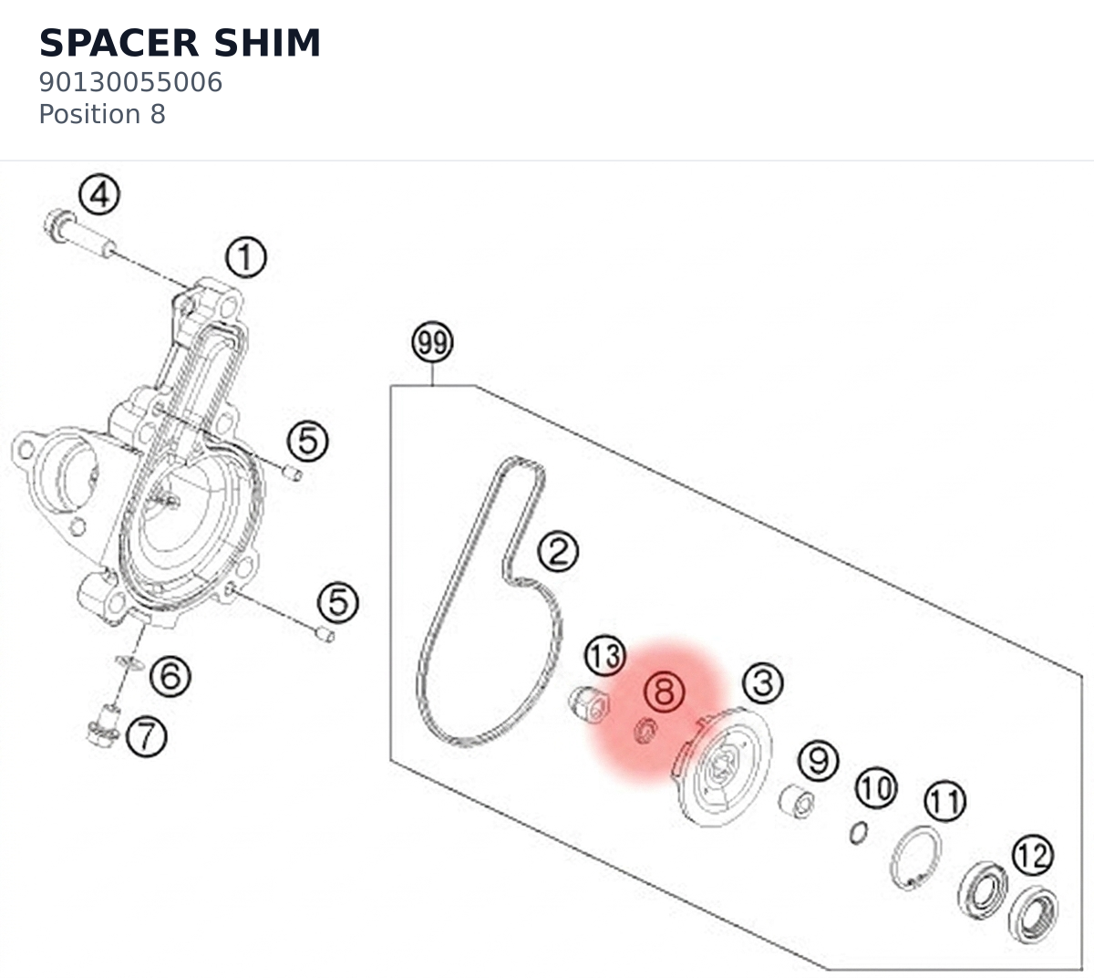 Diagram preview: SPACER SHIM (90130055006)