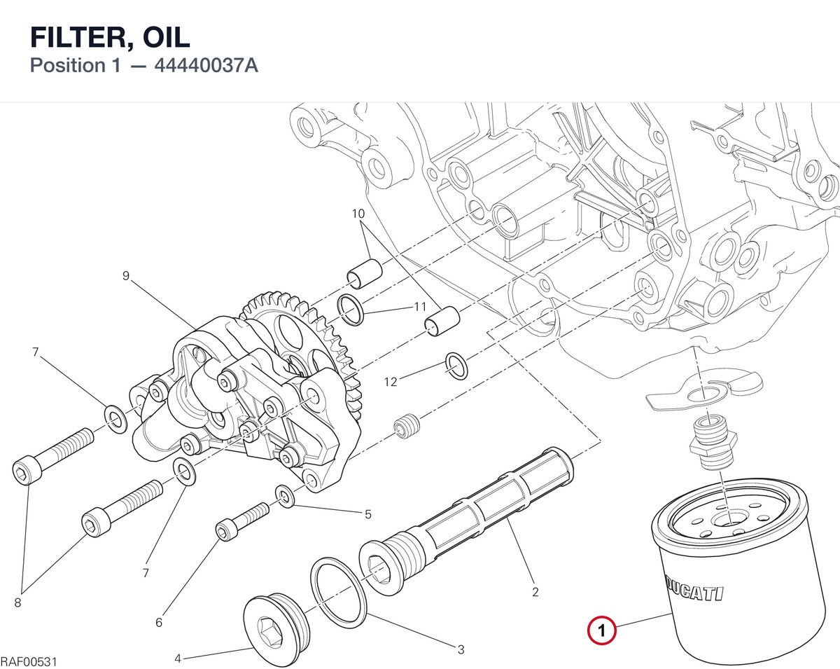 FILTER, OIL 44440037A diagram position