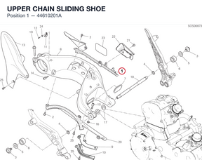 UPPER CHAIN SLIDING SHOE 44610201A diagram position