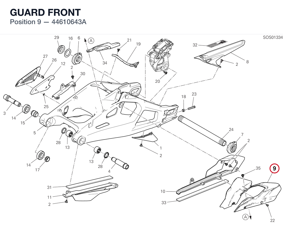 GUARD FRONT 44610643A diagram position