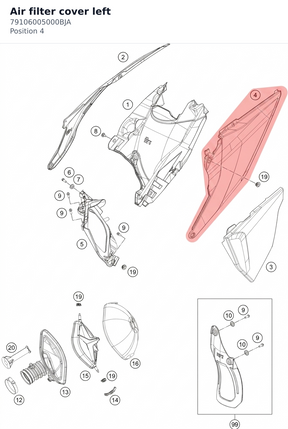 Diagram preview: Air filter cover left (79106005000BJA)