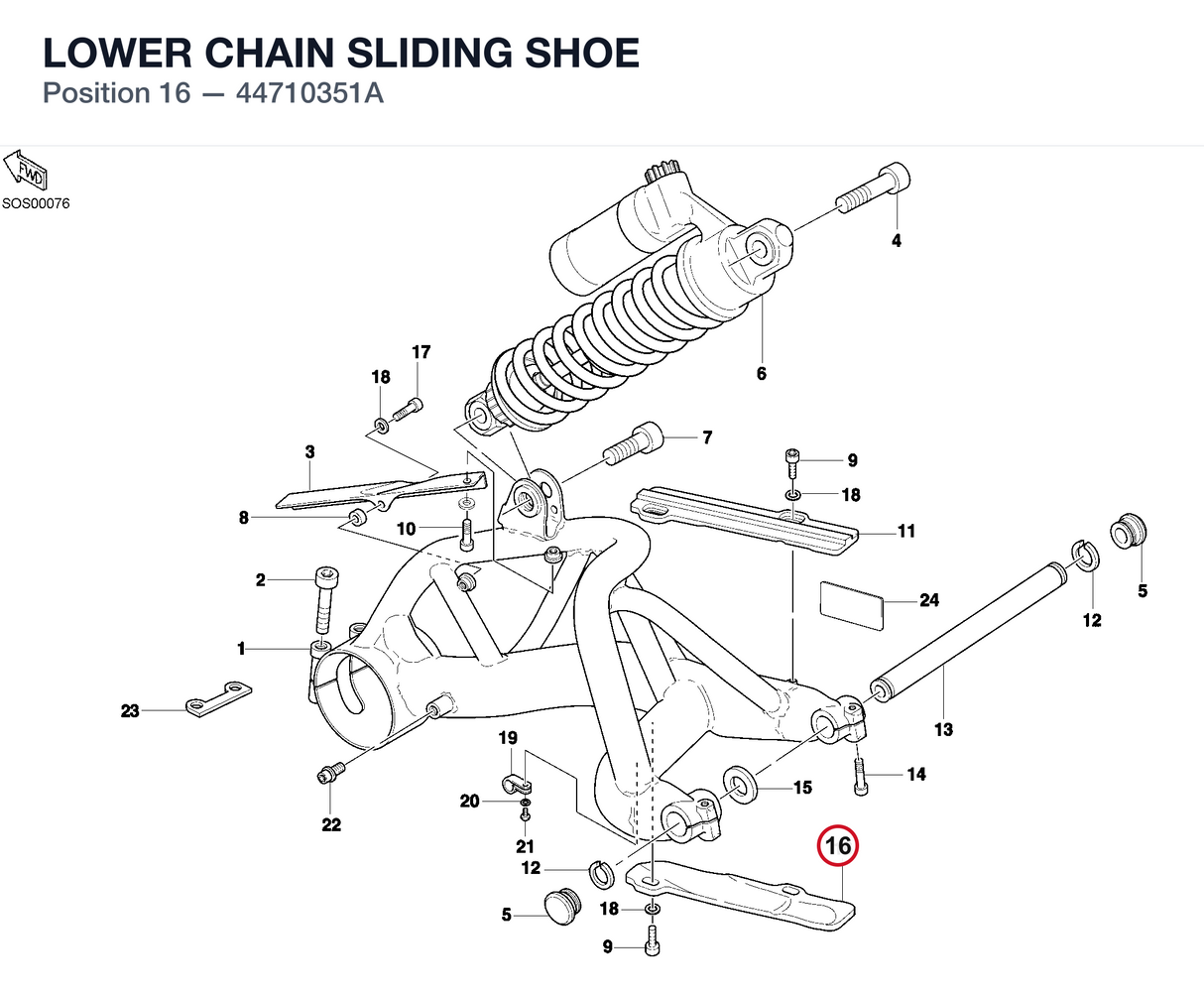LOWER CHAIN SLIDING SHOE