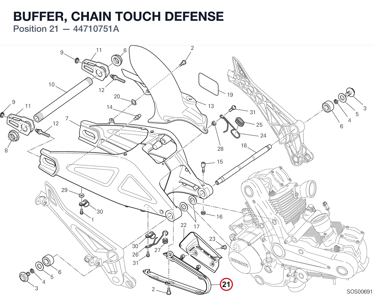 BUFFER, CHAIN TOUCH DEFENSE 44710751A diagram position