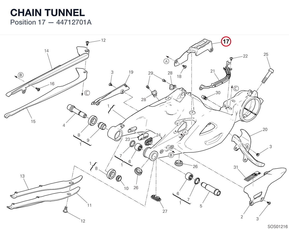 CHAIN TUNNEL 44712701A diagram position