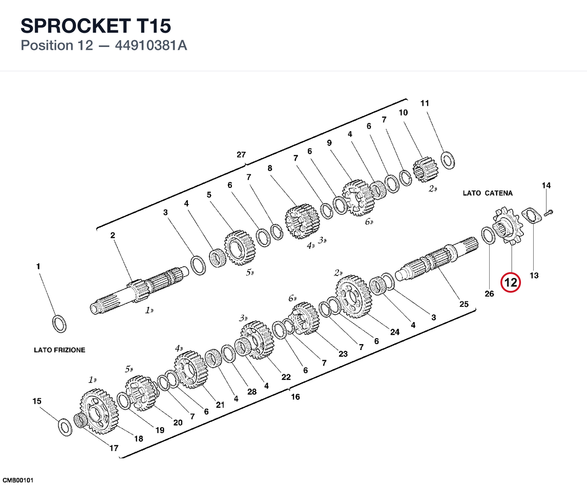 SPROCKET T15 44910381A diagram position