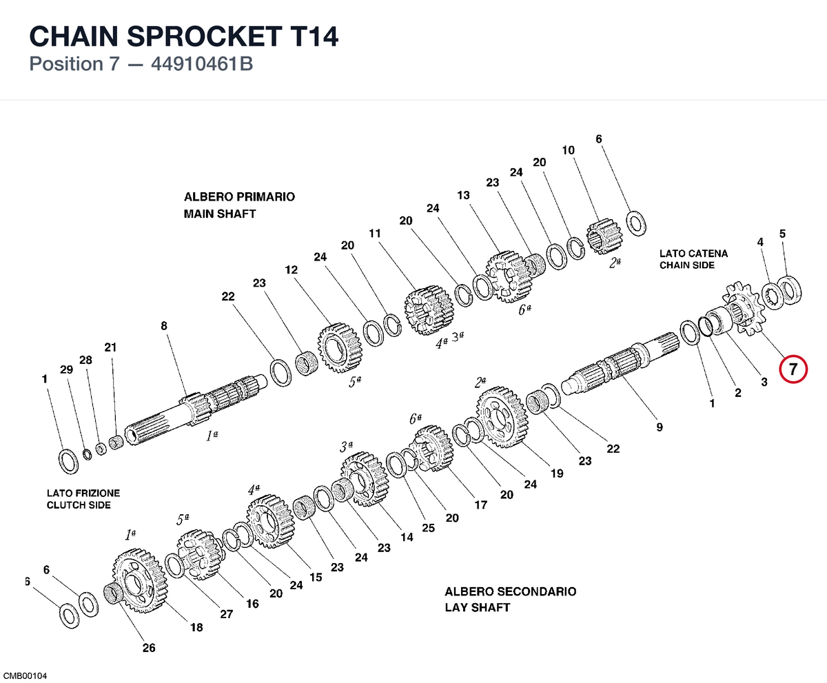 CHAIN SPROCKET T14 44910461B diagram position