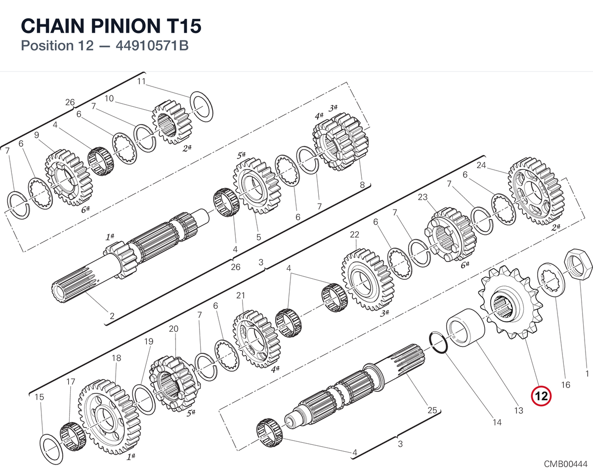 CHAIN PINION T15 44910571B diagram position