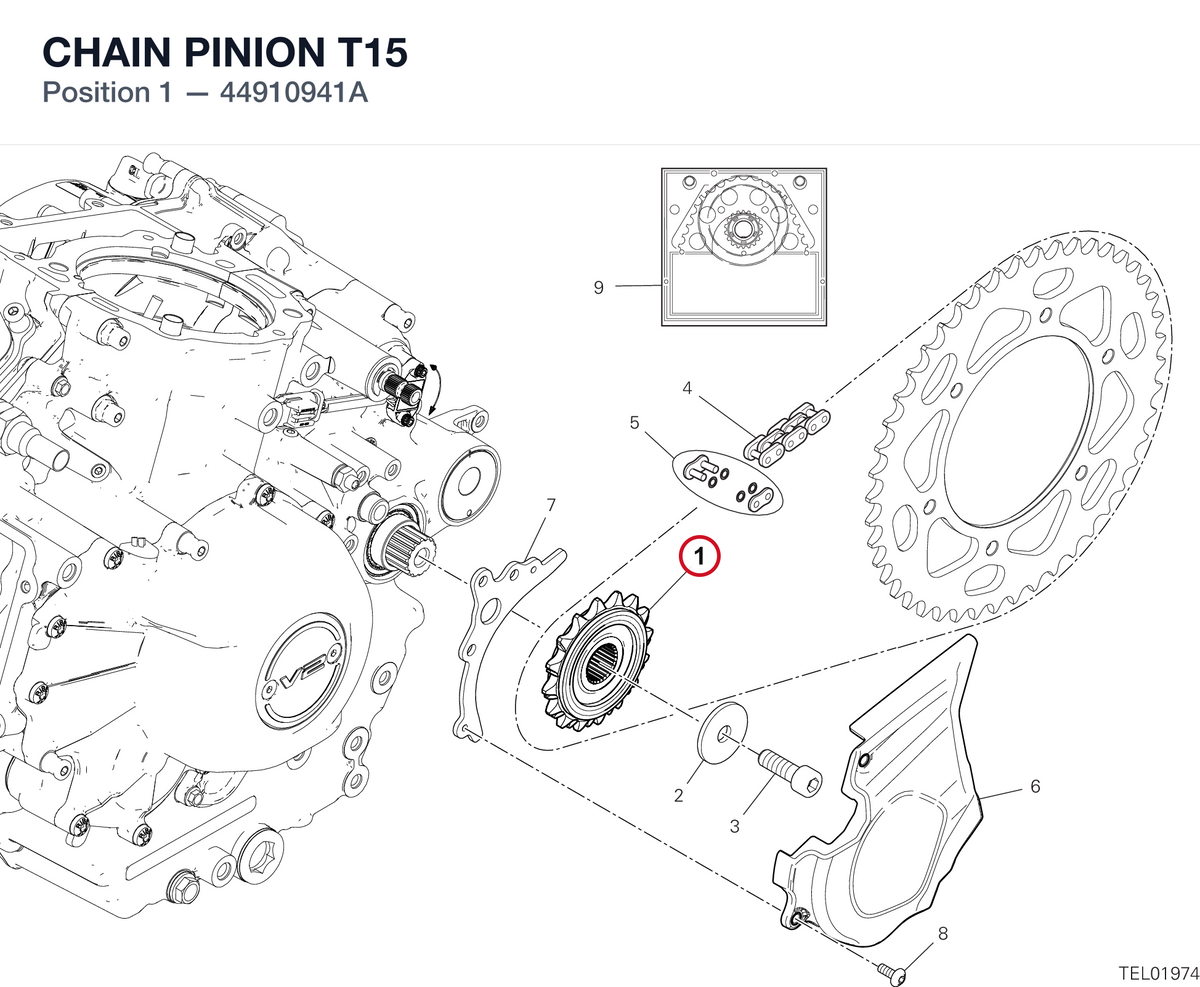CHAIN PINION T15 44910941A diagram position