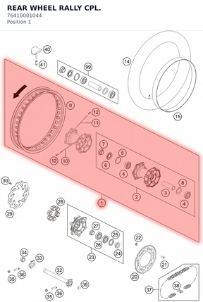 Diagram preview: REAR WHEEL RALLY CPL. (76410001044)